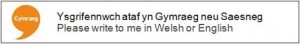 Logo ysgrifennwch ataf yn Gymraeg neu Saesneg